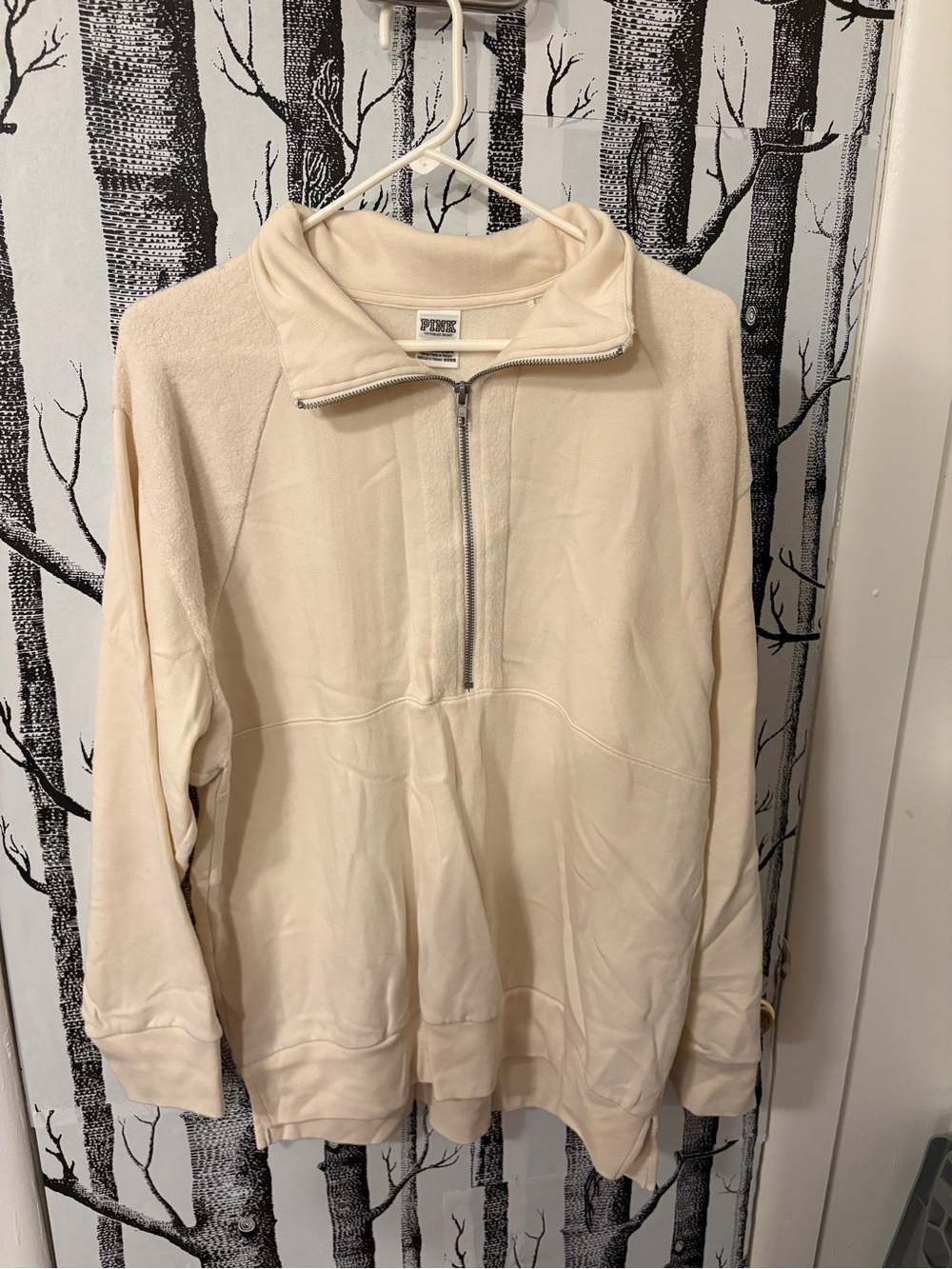 PINK Victoria's Secret Cream Half-Zip Pullover